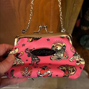 Ed Hardy Pink Tattoo Design Clutch
